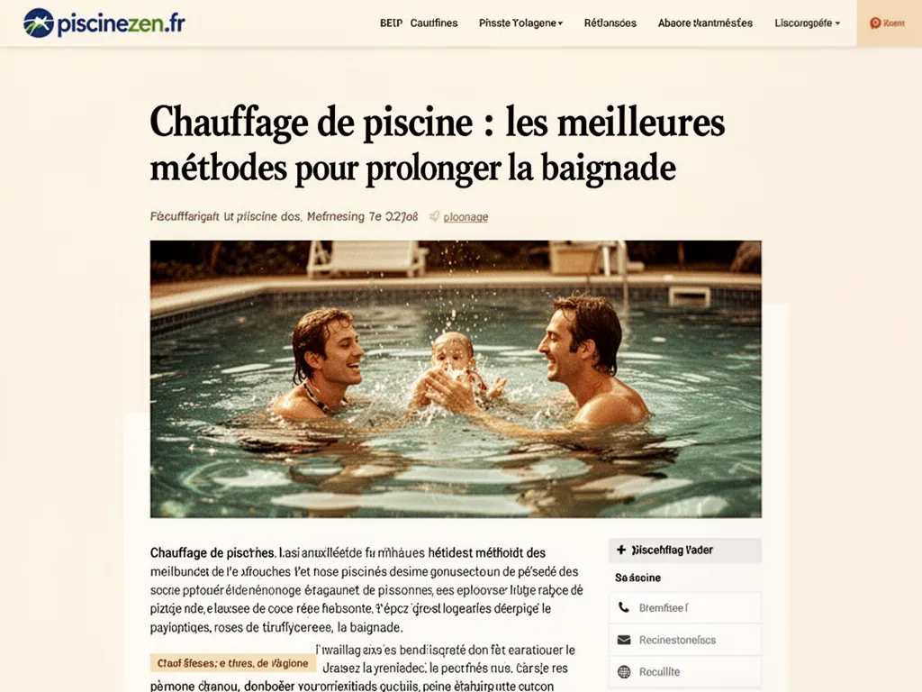 Une piscine extérieure chauffée entourée de chaises longues sous le soleil.